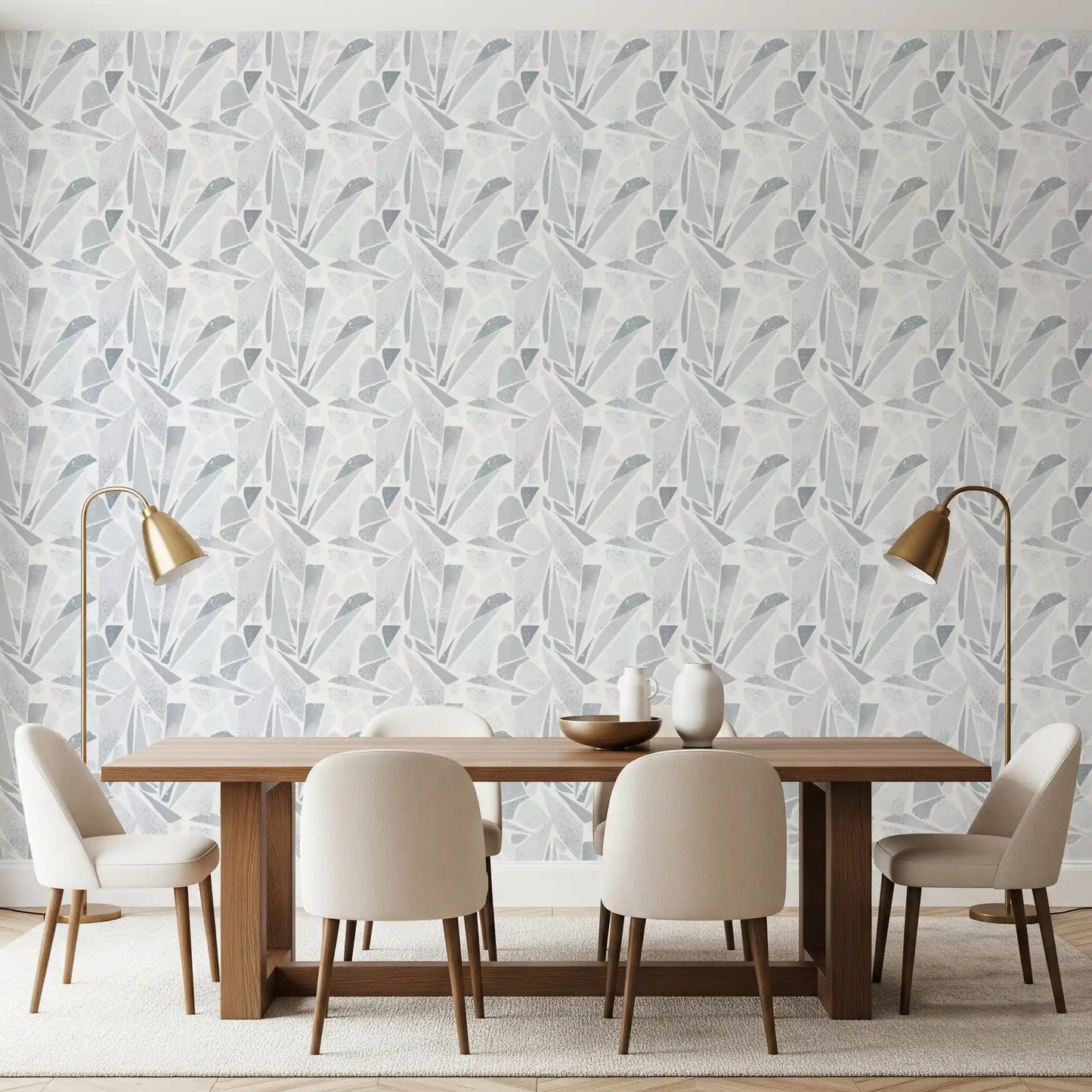 Modern dining room featuring the Greyscale Mosaic wallpaperGD9514