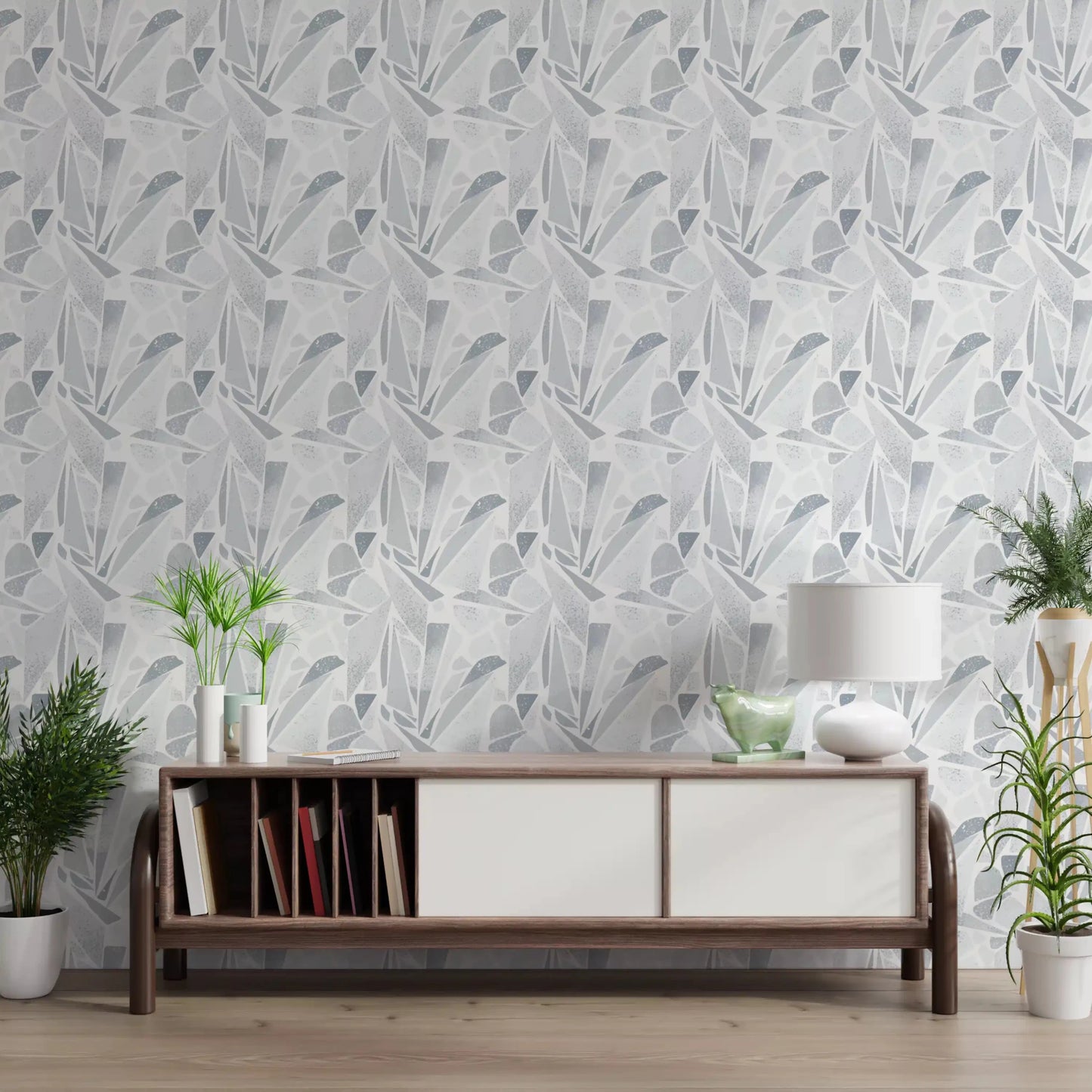 Light grey abstract shards on this Greyscale Mosaic wallpaperGD9514