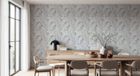 Minimalist Dining area decorated with this Fragmented Grey wallpaperGD9514