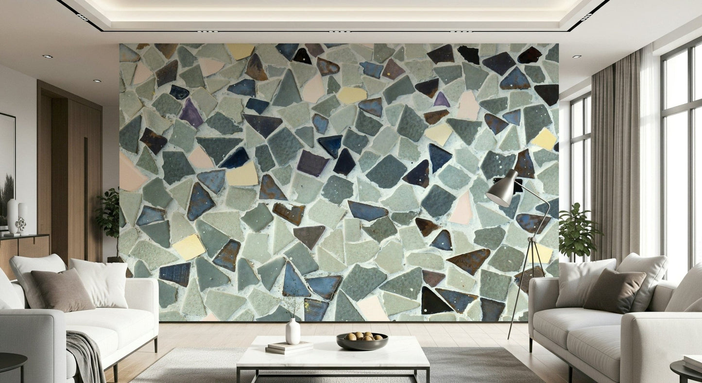 Mixed Natural Look Tile segments wallpaper unique patchwork style