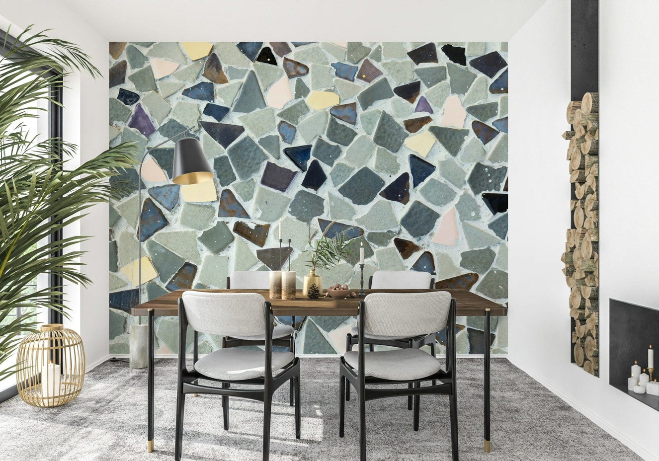 Fragmented Harmony abstract ceramic tile mural design