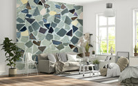 Artistic Fragmented Harmony mural design for a feature wall
