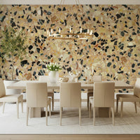Speckled Earth Stone mural wallpaper, complex mosaic of light and dark fragments.