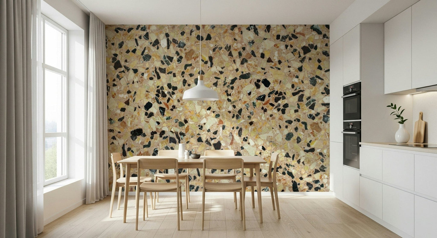 Decorative Fragmented Earth Stone wallpaper, rustic and contemporary aesthetic.