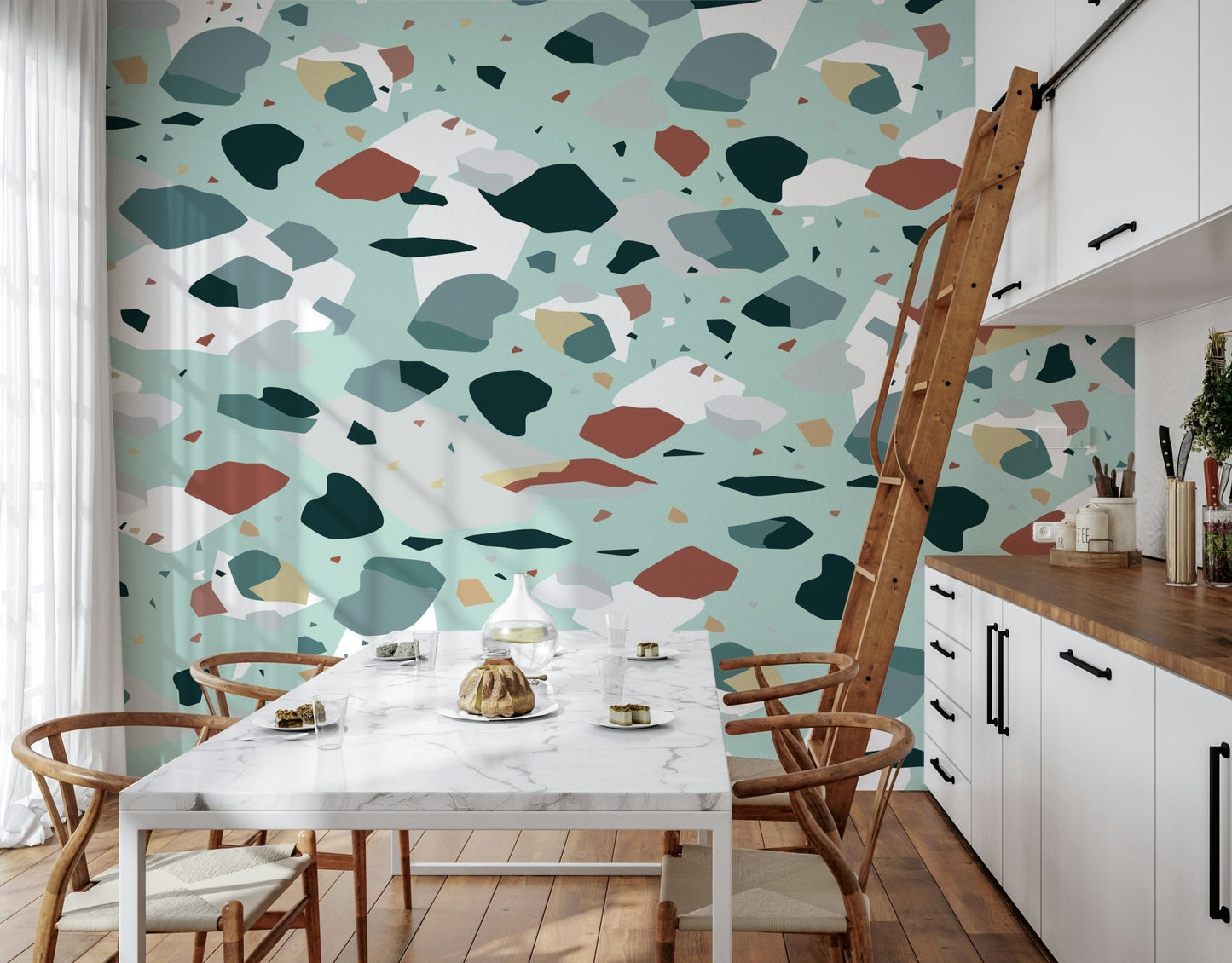 A serene shattered pattern wall mural for your decor.