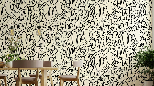 An office with a bold, hand-drawn design

