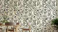 An office with a bold, hand-drawn design

