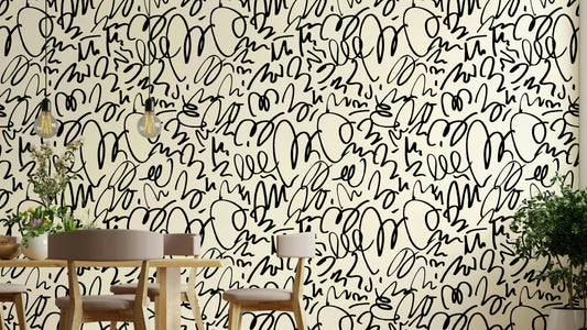 An office with a bold, hand-drawn design

