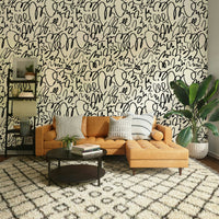 An angled shot of a wall with a free marker wallpaper


