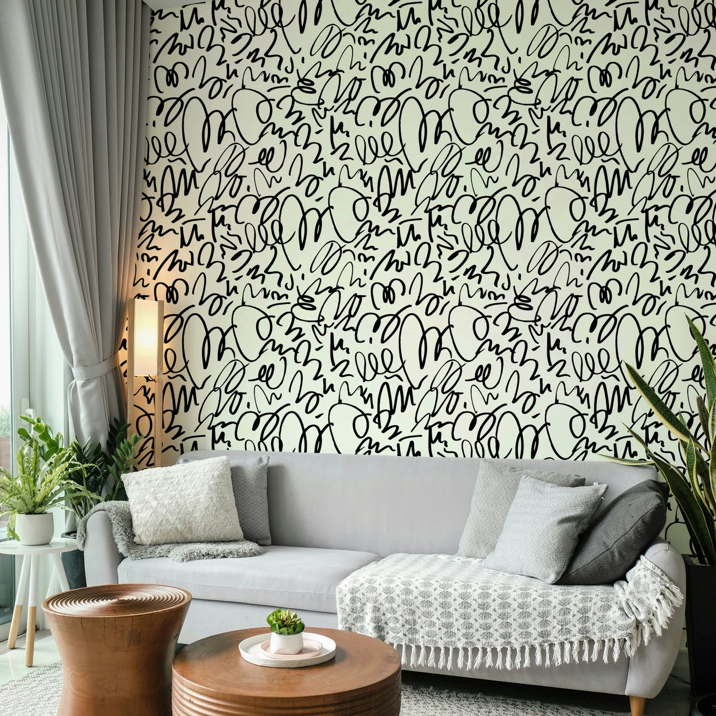 Wallpaper with a unique, hand-drawn design

