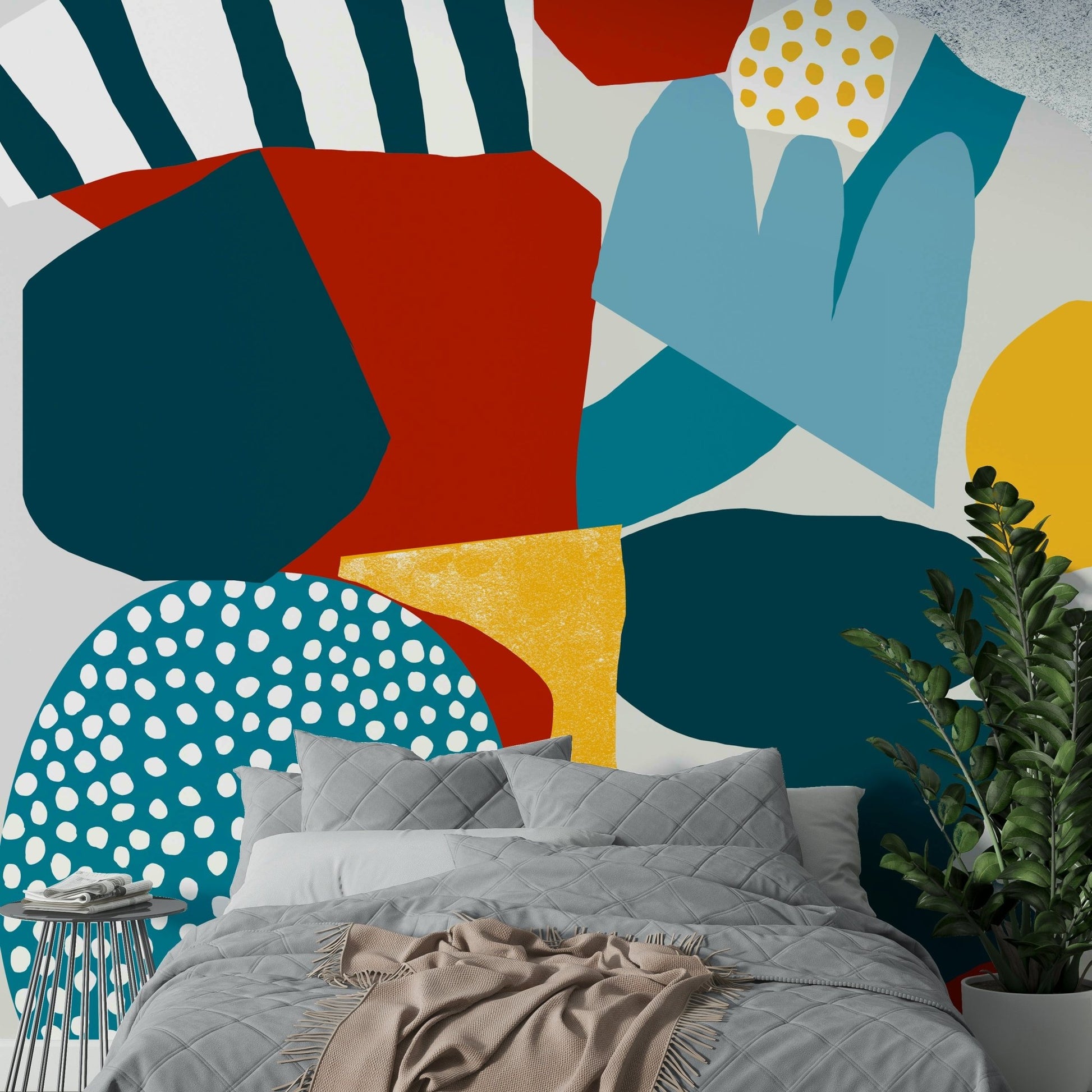 Light abstract lines on calming wall mural

