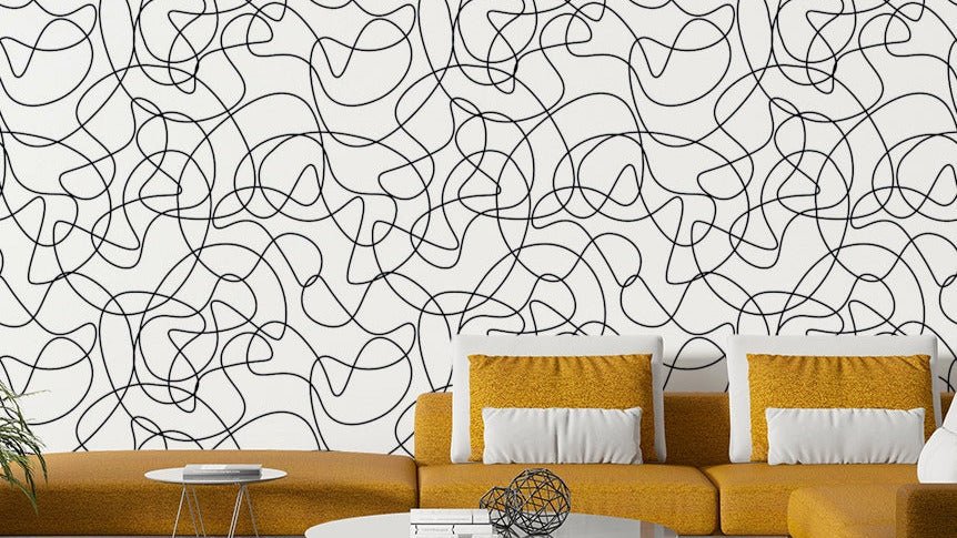 Black and white Free Outline Wallpaper features swirling loops GD4478