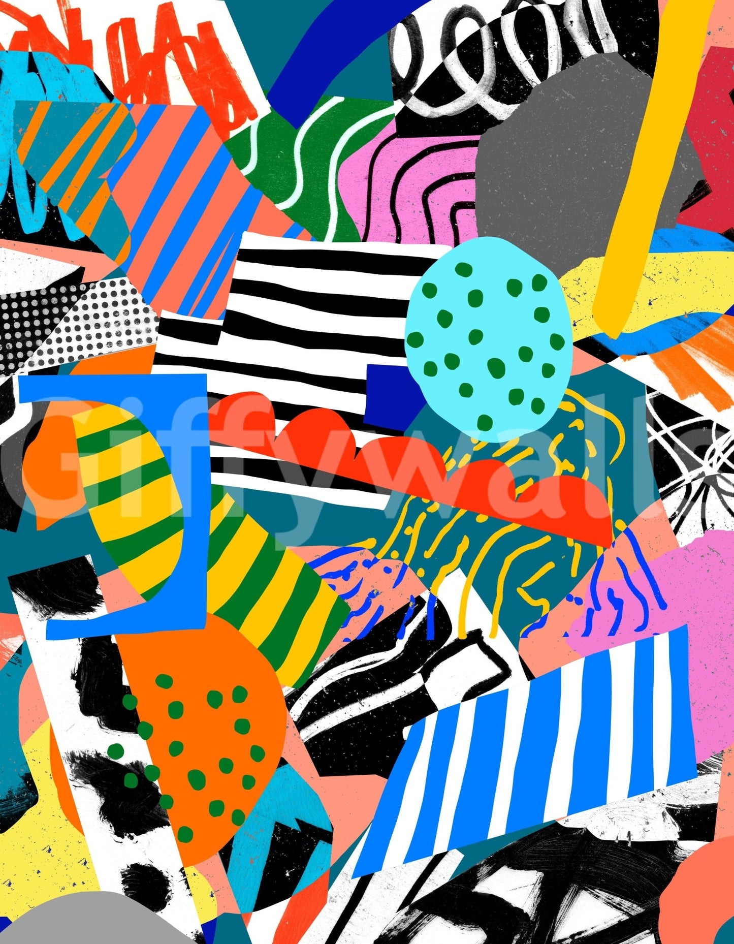 An artistic chaotic form mural for home decor., GD5152