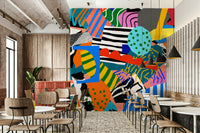 A beautiful abstract expressionist wallpaper mural for a modern home.

