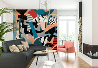 A contemplative dramatic motion wallpaper mural for a feature wall.