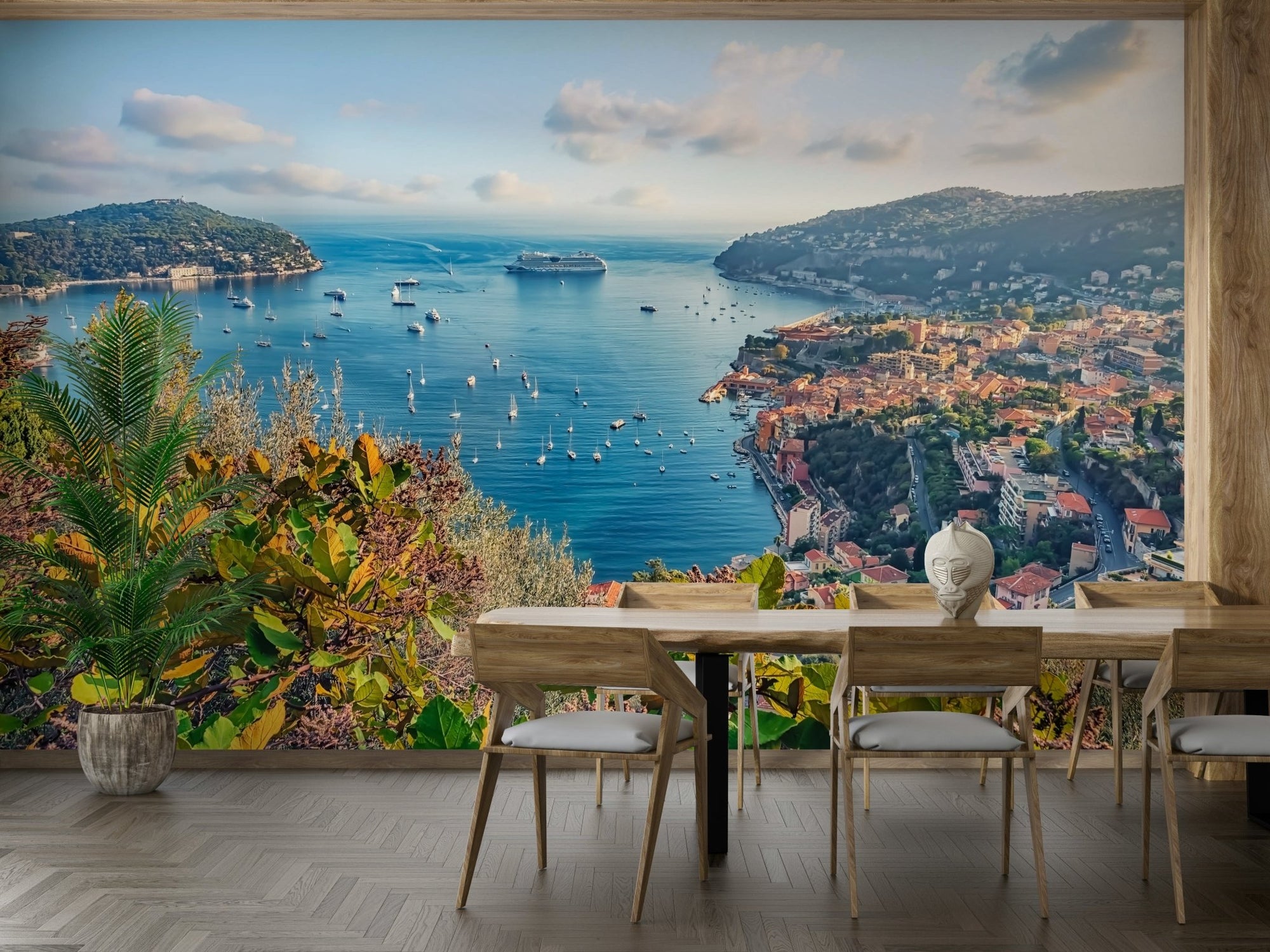 French Riviera Vista Wall Mural showing a sunny ocean bay GD5021