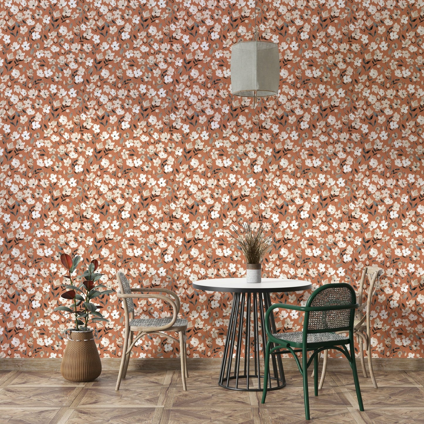 Soft floral on earthy tone

