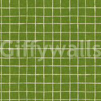 Soft green woven check wallpaper with light grain.