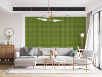 Moss green textured grid pattern for wall decor.