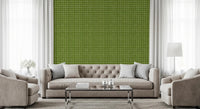 Bright green textured grid print for wall accents.