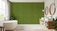 Nature inspired green check wallpaper with matte.