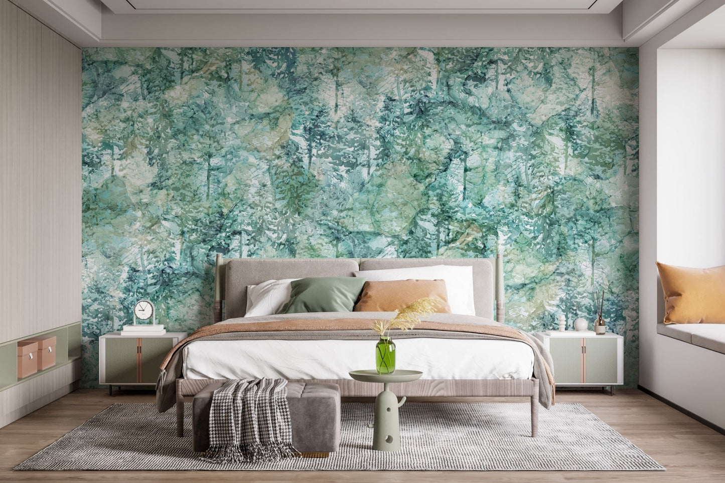 Fresh Green Vibes Tropical Forest Wallpaper Mural - Giffywalls A345