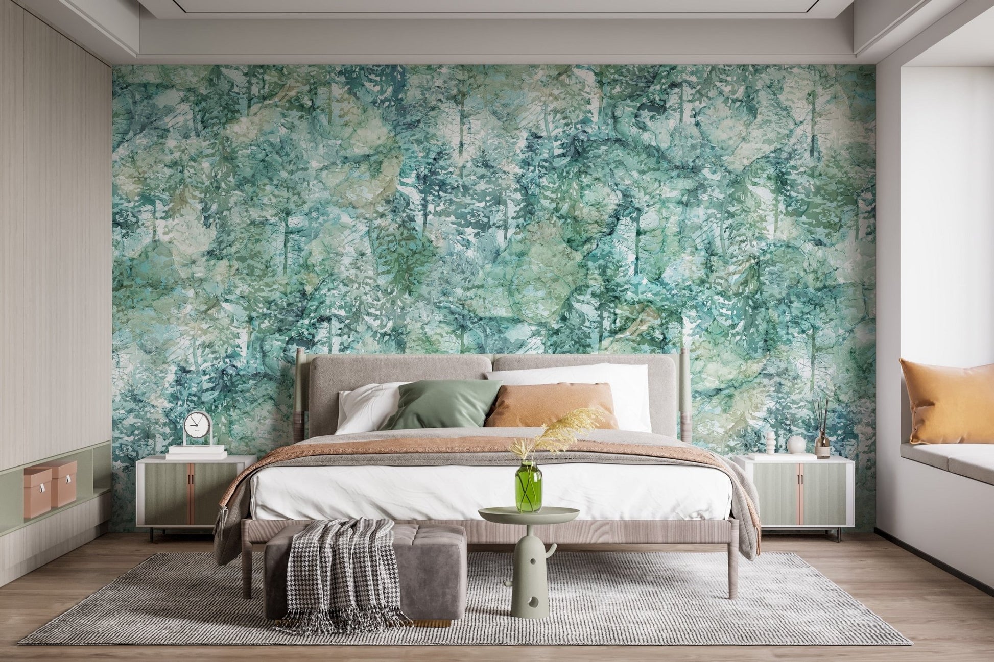 Fresh Green Vibes Tropical Forest Wallpaper Mural - Giffywalls A345