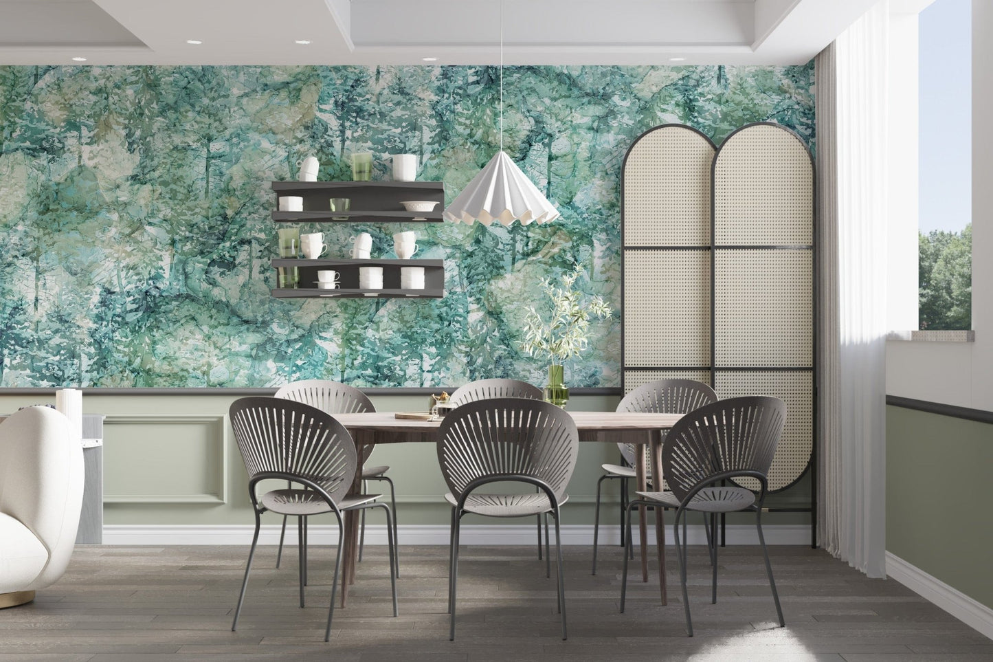 Fresh Green Vibes Tropical Forest Wallpaper Mural A345