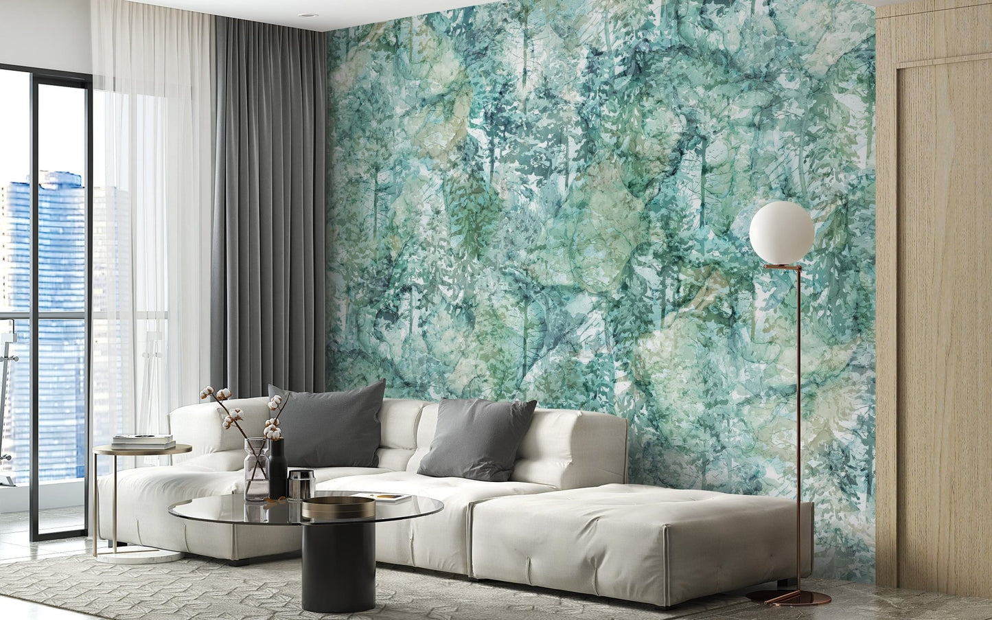 Fresh Green Vibes Tropical Forest Wallpaper Mural - Giffywalls A345