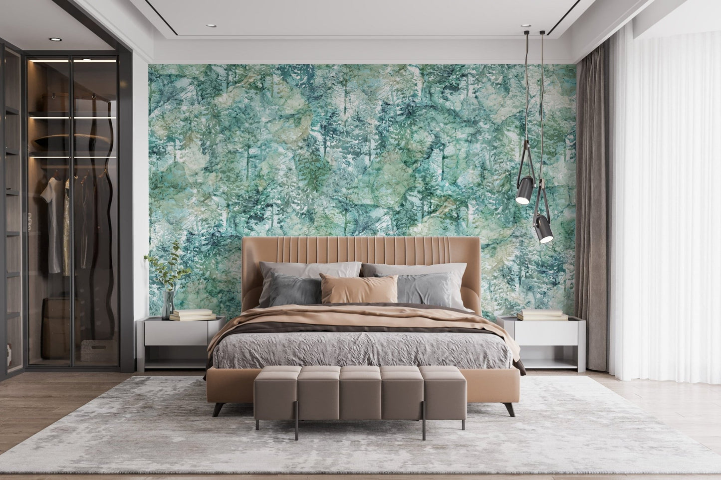 Fresh Green Vibes Tropical Forest Wallpaper Mural - Giffywalls A345