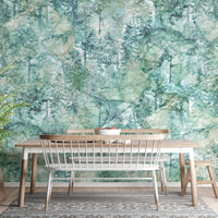 Tropical wallpaper mural with lush green forest vibes A345