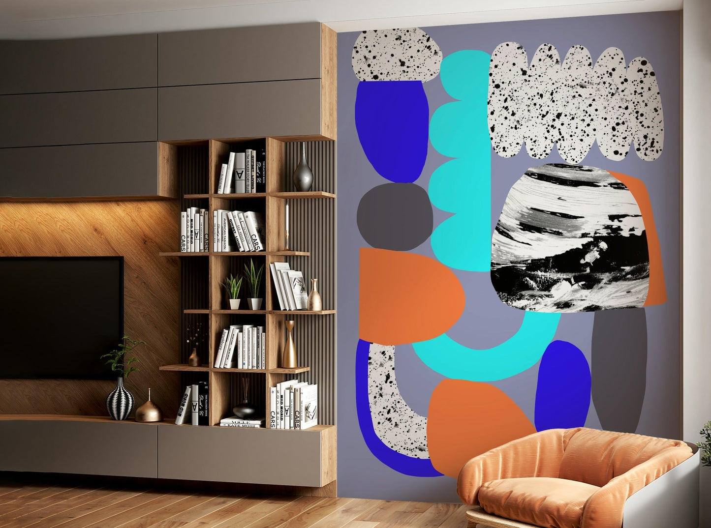 Fresh purple mural wallpaper with soft tones

