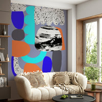 Artistic mural wallpaper in fresh violet hues


