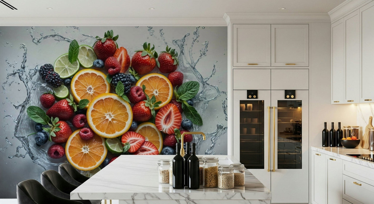 Professional workspace using blue ripple wallpaper mural Fresh Splash Wall Mural, GD7657