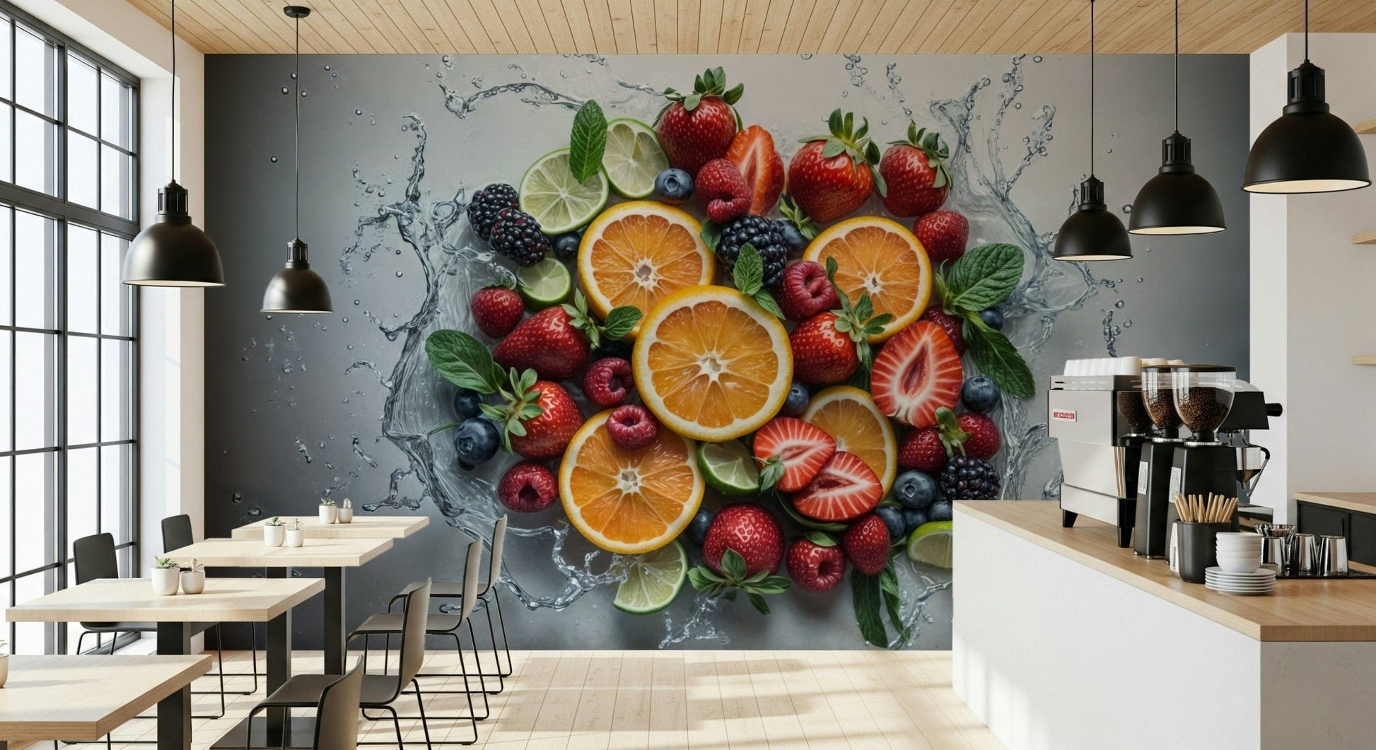 Fresh Splash Wall Mural cool blue tones for a coastal style wallpaper mural, GD7657