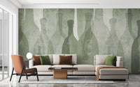 Watercolor bottle mural for modern interior themes
