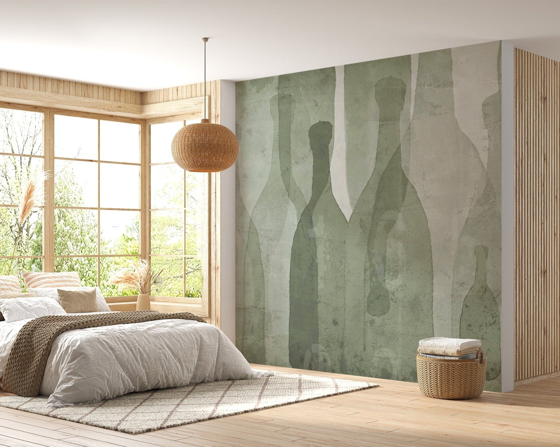 Fresh tint watercolor bottle wallpaper mural design
