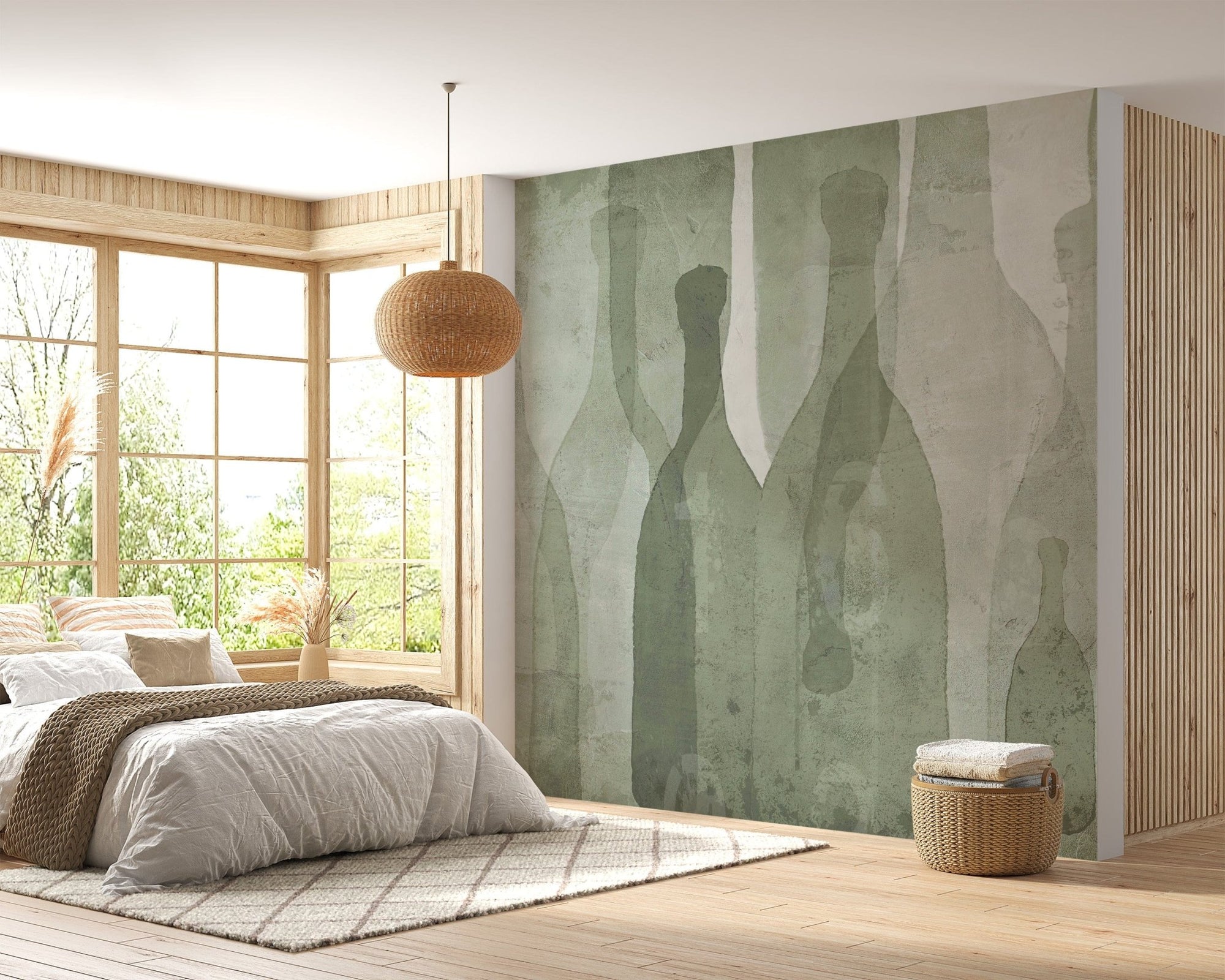 Fresh tint watercolor bottle wallpaper mural design B780