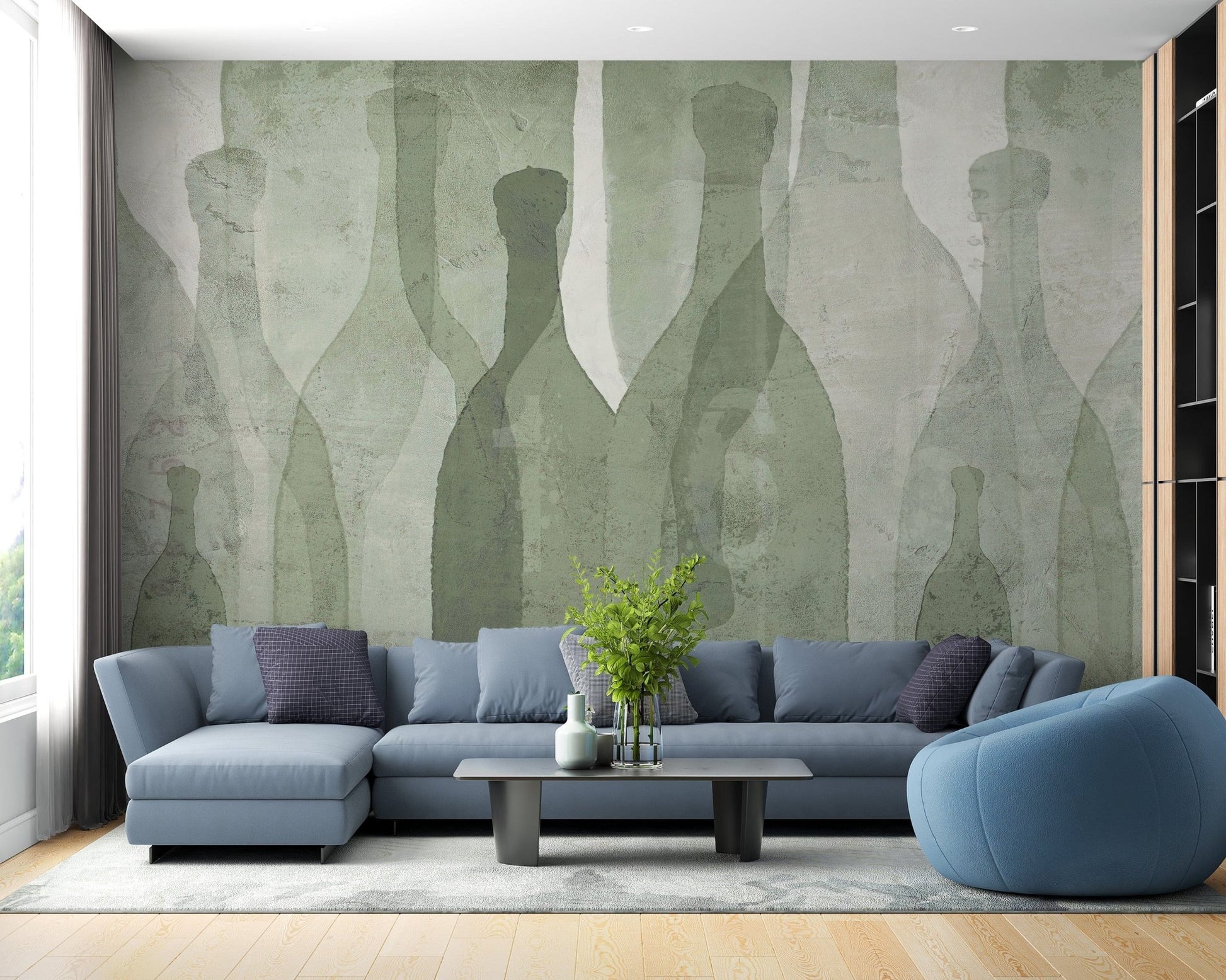 Contemporary fresh tint watercolor bottle wall mural
