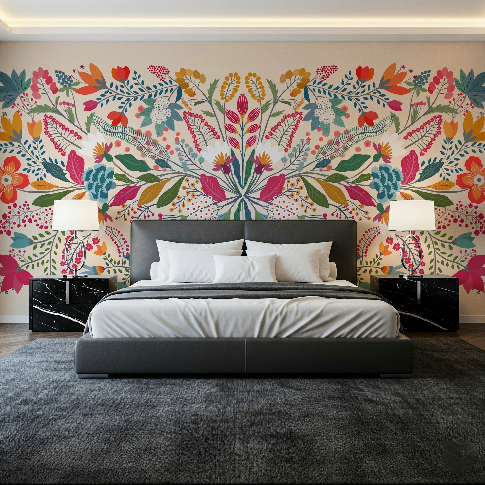 Frida's Garden wallpaper for a bright master suite.