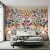 Frida's Garden wall mural for a lounge feature wall.