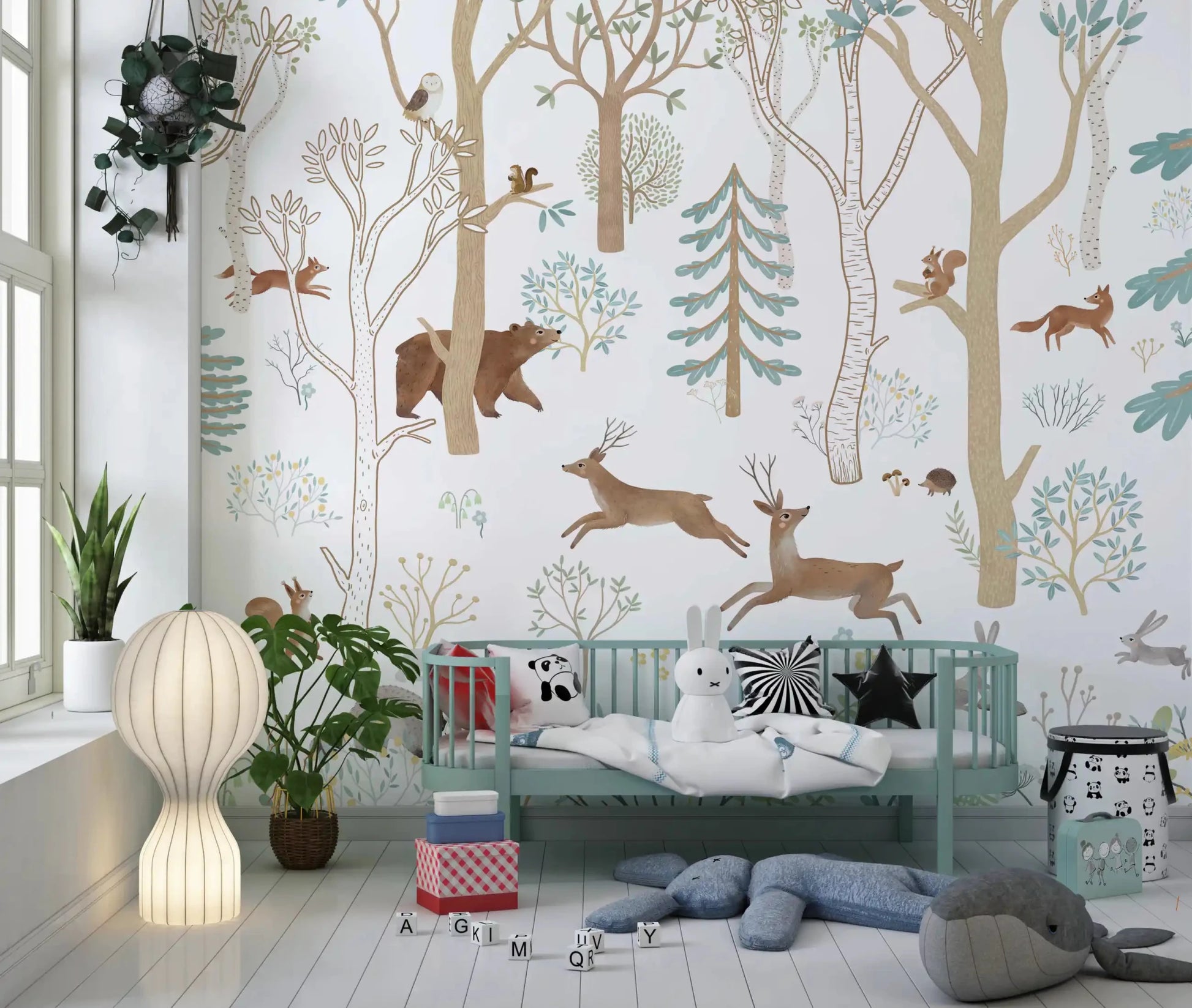 Forest animal Wall Mural with Frisky Forest Blue styling, GD9179