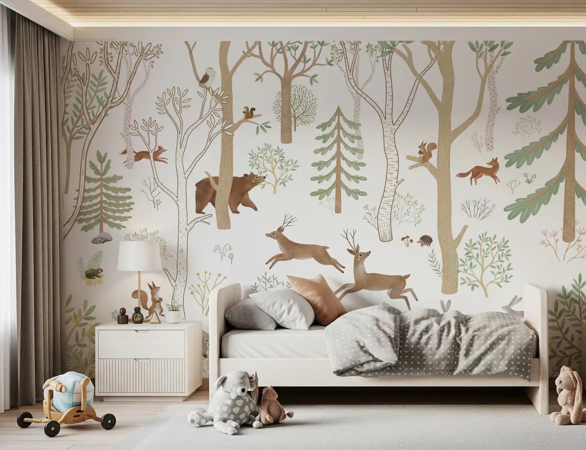 Forest theme Wall Mural in Frisky Forest Green tones, GD9180
