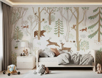 Forest theme Wall Mural in Frisky Forest Green tones, GD9180