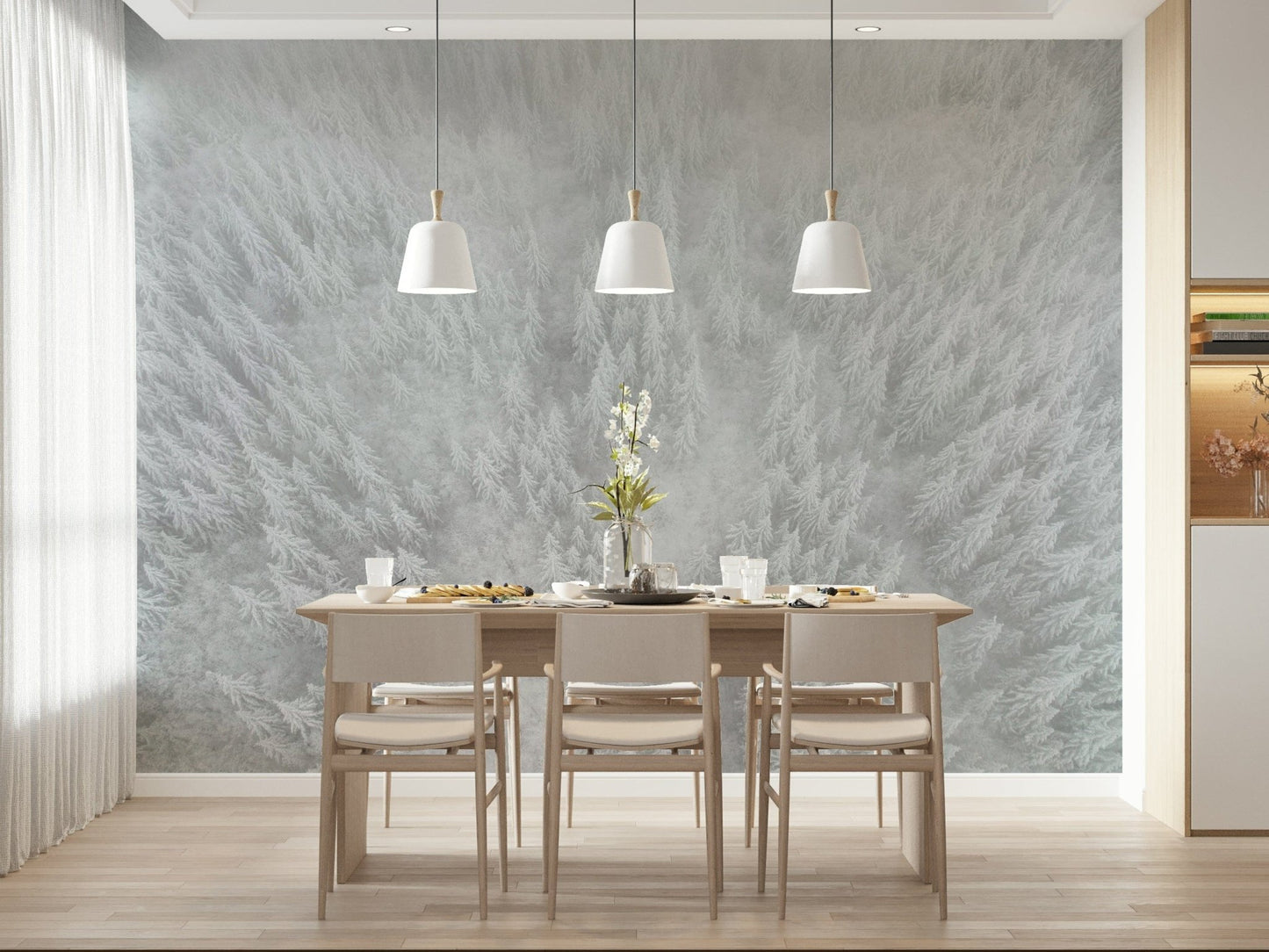 Delicate hoarfrost mural, showcasing the serene Frosted Canopy imagery.