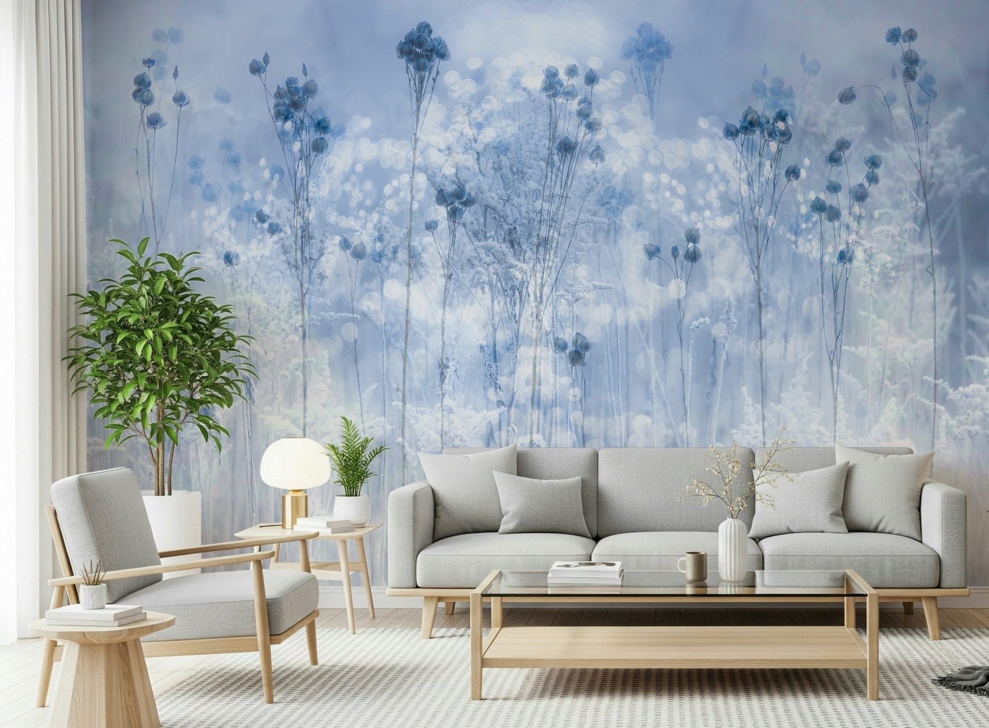 An artistic minimalist form mural for home decor.