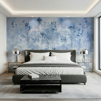 A graceful subtle pattern wall mural in cool, tranquil tones.