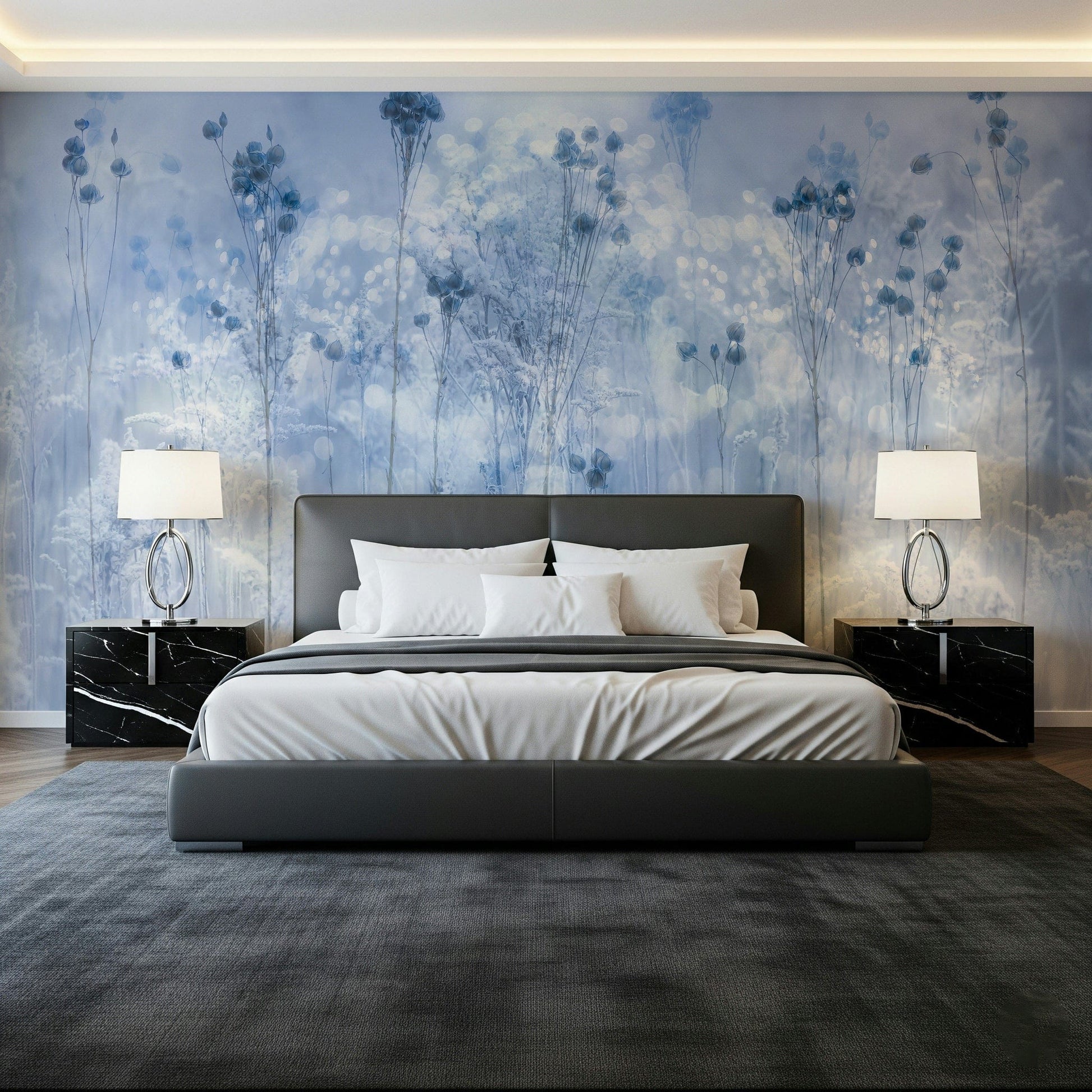 A contemplative gentle design wallpaper mural for a feature wall.