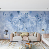 A calming abstract design wallpaper mural that defines a space.