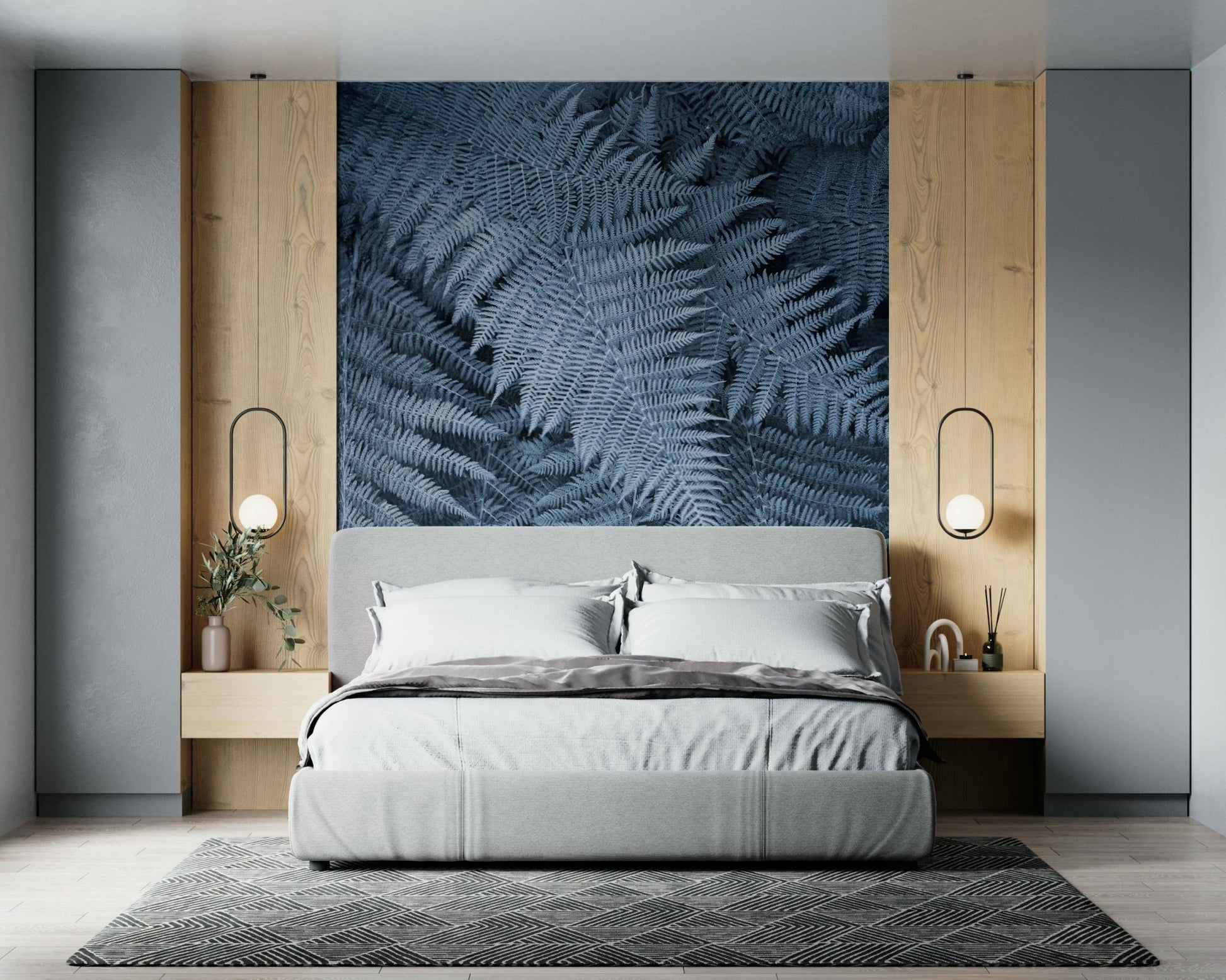 A beautiful modern art wall mural of delicate lines.